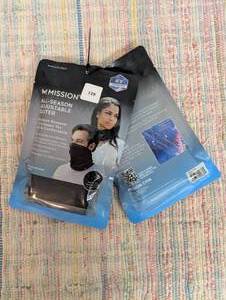 Pair of Mission Cooling Neck Gaiter Black FaceNeck Cover Adjustable
