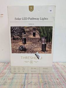 6pk Square Bollard Solar LED Outdoor Path Lights Matte Black - Threshold