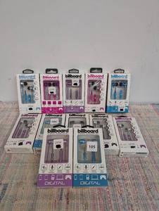 Variety of Micro USB ChargersCarports, IPhoneIPad USB Charger & Billboard Stereo Earbuds w Built in Mic
