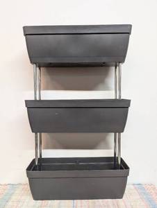 Set of 3 Tiered Window Box Planters in Black