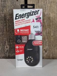 Energizer Connect Smart 1080p HD Outdoor Security Socket Camera with Siren Alarm, 2 Way Audio and Night Vision Black