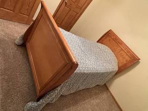 Sleigh-Style Wooden Bed Frame with Headboard and Footboard - Mattress and Box Spring Included