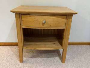 Solid Wood Nightstand with Drawer and Open Lower Shelf