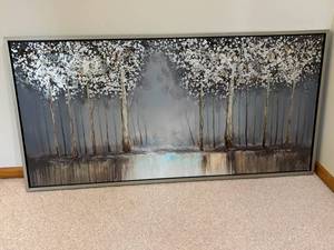 Original Landscape Oil Painting - Birch Trees in Snow, Signed and Framed