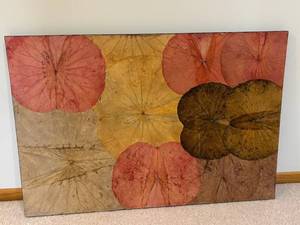 Three-Panel Botanical Leaf Print Triptych on Wood Panel