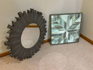 Sunburst Wood Mirror - Geometric Wood Wall Art - Passing Through by Jim Hansel (Lot of 3)