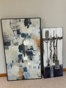 Abstract Art Duo - Large Canvas & Rope Panel Set (Lot of 2)
