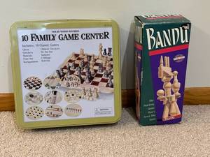 Bandai Bandu Stacking Game & 10 Family Game Center - Solid Wood Board Games