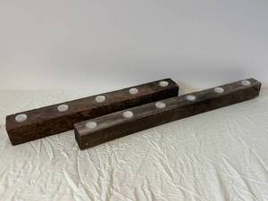 Pair of Rustic Reclaimed Wood Tealight Candle Holders - Long Beams