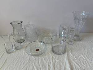 Assorted Clear Glassware - Vases, Bowls & Decorative Crystal Pieces