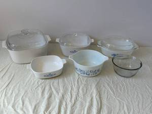 CorningWare Cornflower Blue Bakeware Set with Glass Lids and Clear Bowls