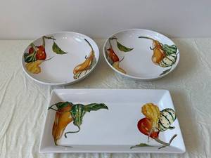 The Cellar Macys Pumpkin Motif Dinnerware Set - 2 Bowls & 1 Platter