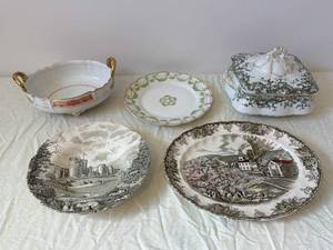 Johnson Bros The Recherche Pattern Dinnerware Lot - Lidded Casserole, Tureen & Plates (England)