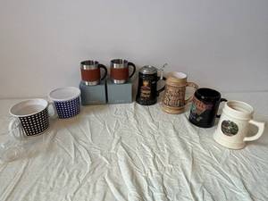 Leeman Boxed Mugs - Assorted Travel Mugs & Beer Steins (Lot of 9)