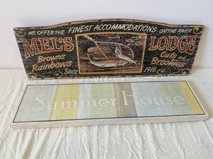 Vintage Mells Lodge Wooden Sign - Finest River Accommodations Since 1916