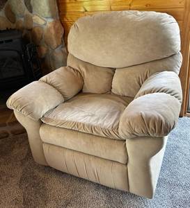 Beige Fabric Recliner Chair with Footrest