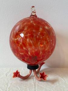 Hand Blown Glass Orb Lamp with Coral-Style Base and Clear Finial