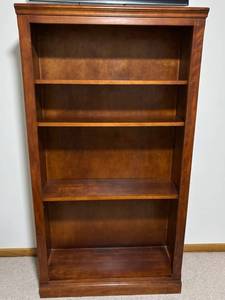 Solid Wood Bookcase with Four Fixed Shelves - Tall Display Cabinet