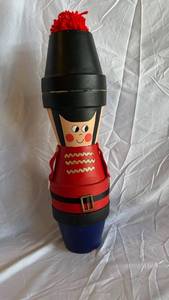 Nutcracker Soldier - Tall Hand-Painted Wooden Christmas Decor with Black Hat & Red Coat