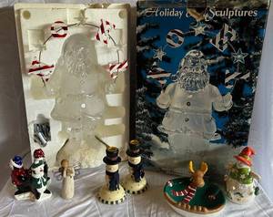 Holiday Sculptures Noel Santa with Color Change Frosted Glass Figurine