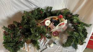 Artificial Christmas Wreath with Pinecones, Berry Sprays & Ribbon Spools