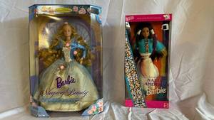 Barbie as Sleeping Beauty & Native American Barbie - Dolls of the World Collection (Lot of 2)