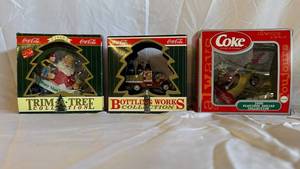 Coca-Cola Trim-A-Tree, Bottling Works & 2000 Platinum Series Collections (Lot of 3)