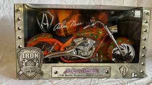 Arlen Ness Legends Iron 16 Scale Custom Motorcycle - OrangeGreen Flame