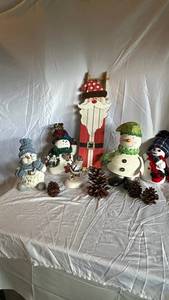 Assorted Christmas Snowmen & Santa Figurines Holiday Decor Set