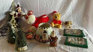 Disney Christmas Figures - Mickey Santa, Pooh & 24 Mini Ornaments (2 Boxes)