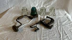 Hemingray Glass Insulators with Hardware - Clear & Teal Mixed