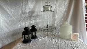 Two Lanterns & Glass Apothecary Jars (Lot of 4) - Decorative Home Accents
