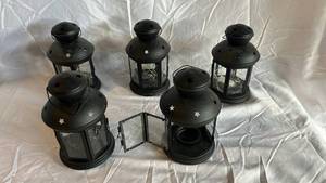 Star Cutout Lanterns - Metal Lanterns with Glass Panels