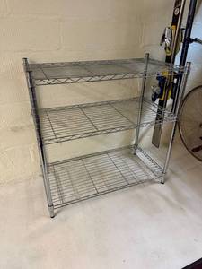 Pair of Chrome Wire Shelving Units 3 Tier Utility Storage Racks 36x18x37