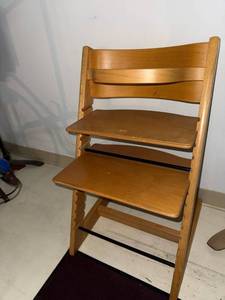 Adjustable Wooden High Chair Stokke Style Beech 31in Good Condition