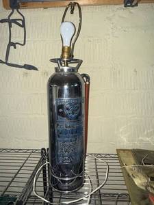 Elkhart Brass Fire Extinguisher Table Lamp Chrome Vintage Decor