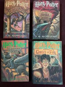 J.K. Rowling Harry Potter 4 Book Hardcover Set w Dust Jackets