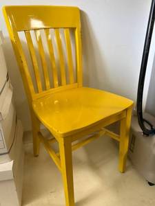 Yellow Painted Wood Slat Back Side Chair Kitchen Dining Accent Good