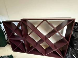 Modular Wine Rack Shelf Set Burgundy Wood Laminate 42in Wide Good