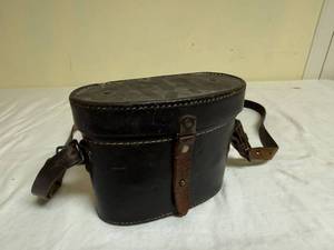 Antique 8x30 Brass Binoculars w Leather Case Strap Black Field Glass