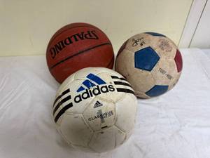 Spalding Adidas Soccer Balls Basketball Rawlings Baseball Lot 4