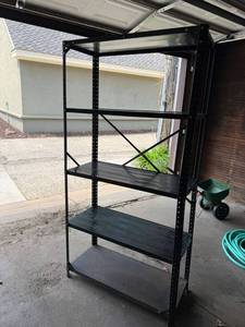 Black 5 Tier Metal Garage Storage Shelving Unit Utility Rack Good