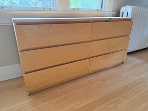 Maple Six-Drawer Dresser 63 W X 19 D X 30 H