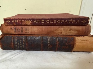 Antique Book Trio Antony and Cleopatra, Marco Polo & Robert Browning