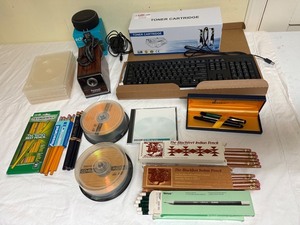 Amazon Echo Dot, Panasonic Sharpener, Maxell Media & Pencil Mixed Lot