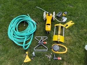Nelson Traveling Sprinklers, Timers & Hose Mixed Lot