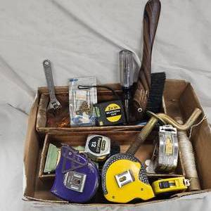 Lot of Tape Measures and Tools
