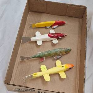 Lot of 4 Antique Fishing Decoys