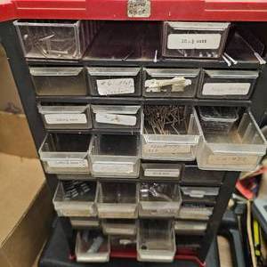 Large Lot of 3 Bins, Fasteners, Screws, Etc