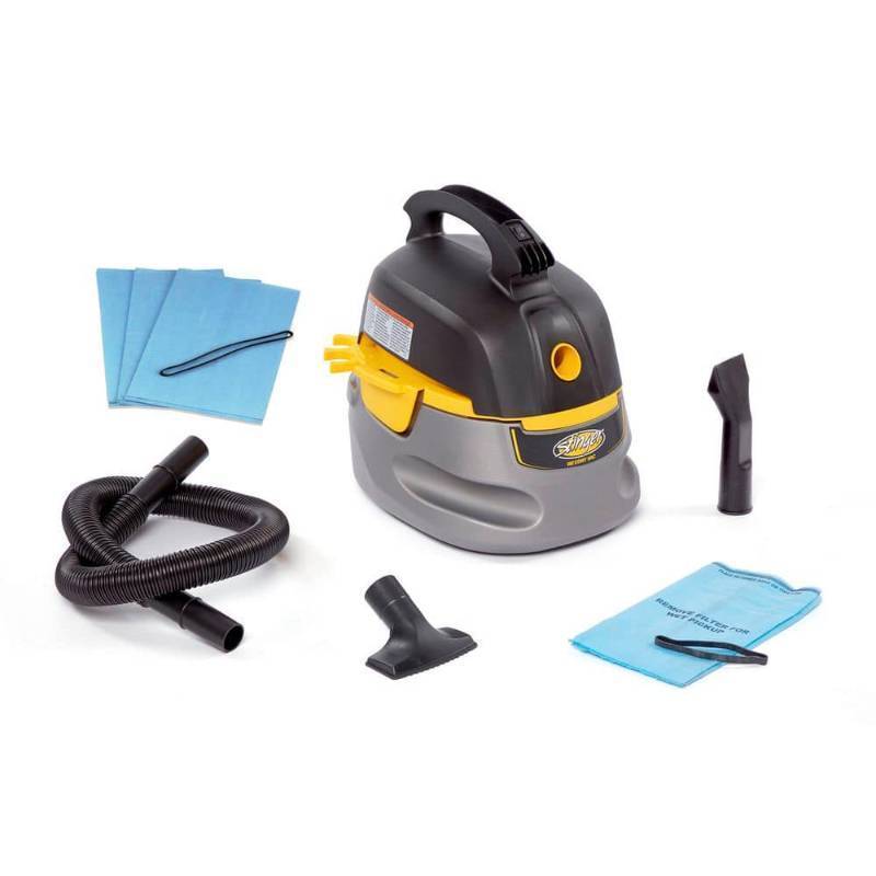 2 Gal. 1.75 Peak HP Small Shop Vacuum Wet Dry Vac with Filter Bag, Hose, Utility and Car Nozzle Attachments HD2020
